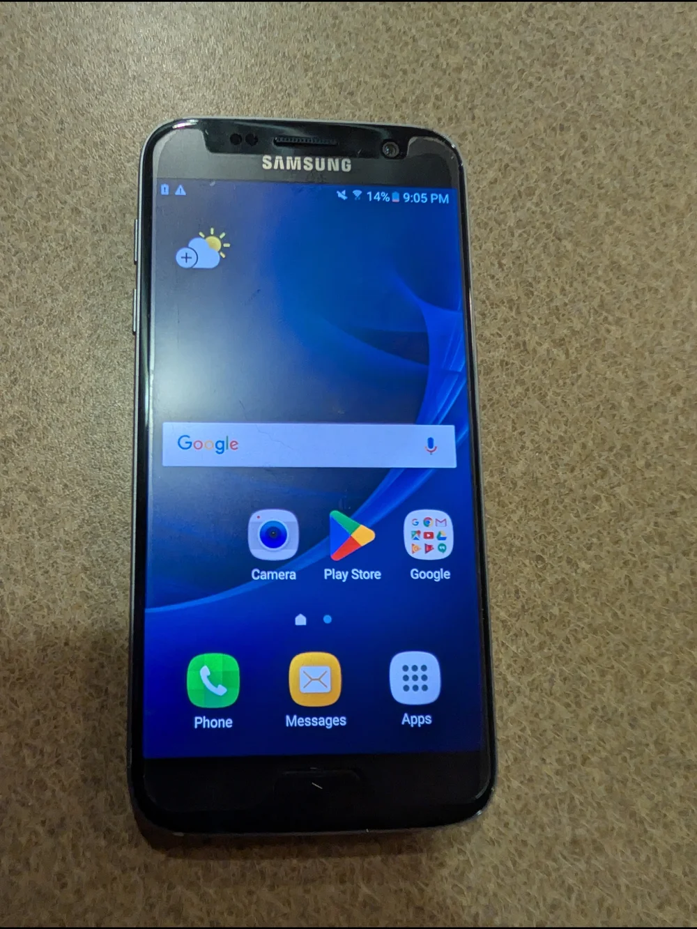 Samsung Black Smartphone with Blue Display